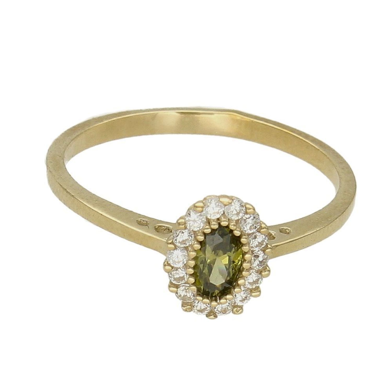 Złoty pierścionek 333 z owalną zieloną cyrkonią PI 6045D 333. Złoty pierścionek zaręczynowy. Złoty pierścionek z cyrkonią. Zielo (1).jpg